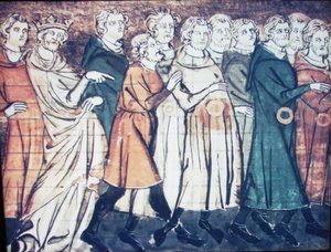طرد اليهود من فرنسا عام 1182 صورة مصغرة من Grandes Chroniques de France ، 1320s بواسطة غير معروف