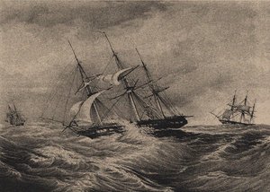 الفرقاطة Kreiser و Slad Ladoga على ساحل أمريكا 1823 ، 1900s-1910s بواسطة غير معروف
