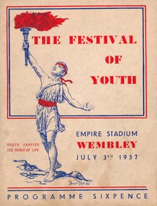 الغلاف الأمامي لبرنامج مهرجان الشباب 1937 بواسطة غير معروف