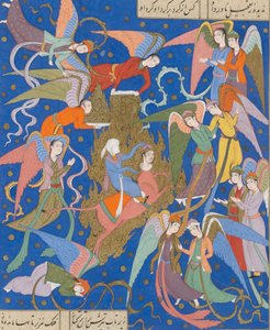 الرحلة الليلية للنبي. من مخطوطة خامسة نظامي ، ج. 1620. بواسطة غير معروف