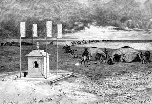 مقبرة لاما ومخيم ، الصحراء المنغولية ، c1890 بواسطة غير معروف