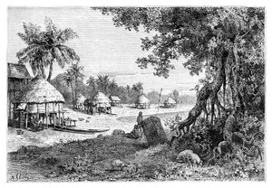 قرية الصاوي ، كار نيكوبار ، جزر نيكوبار ، الهند ، 1895 بواسطة غير معروف