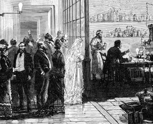 توماس إديسون يجرب المصابيح الكهربائية في يوم زفافه ، 1871 1883 بواسطة غير معروف