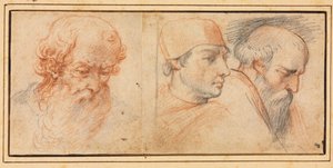 ثلاث دراسات الرأس ، 1600s. بواسطة غير معروف