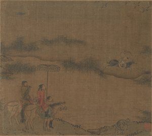 ثلاثة فرسان يصطادون الأوز البري ، 960-1279. بواسطة غير معروف