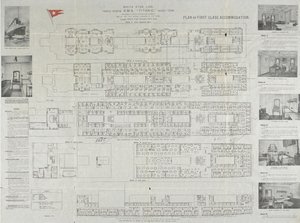 خطة سطح السفينة من الدرجة الأولى تيتانيك ، 1911 بواسطة غير معروف