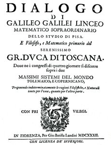 صفحة عنوان Dialogo ، بواسطة جاليليو ، 1632 بواسطة غير معروف
