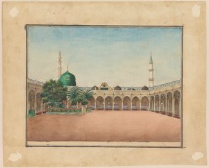 ضريح النبي في المدينة المنورة ، القرن التاسع عشر. بواسطة غير معروف