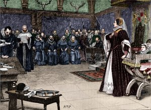 محاكمة ماري ملكة الاسكتلنديين في قلعة فوثرنجهاي ، 1586 1905 بواسطة غير معروف