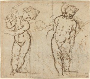 اثنان يقفان Putti [وجه الصفحة]. بواسطة غير معروف