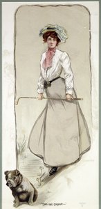 "اثنان من الشركة" ، سيدة لاعبة غولف مع كلبها ، عام 1900 بواسطة غير معروف