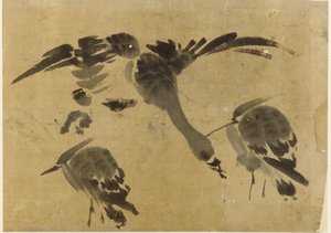 اثنان من مالك الحزين وإوزة ، فترة إيدو ، 1573-1615. بواسطة غير معروف