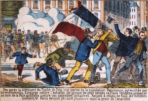 انتفاضة تؤدي إلى إنشاء كومونة باريس ، 1871. بواسطة غير معروف