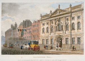 منظر لقاعة Ironmongers 'والناس ومدرب في شارع Fenchurch ، مدينة لندن ، 1811 بواسطة غير معروف