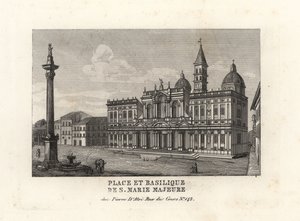 منظر ل Piazza e Basilica di Santa Maria Maggiore وساحة وكنيسة القديسة ماري الكبرى بعمودها المريمي ، روما بواسطة غير معروف