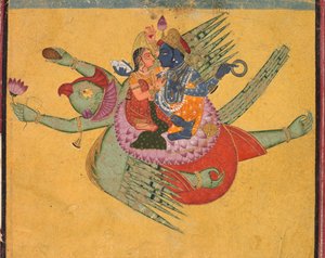 فيشنو ولاكشمي على جارودا ، ج. 1750. بواسطة غير معروف