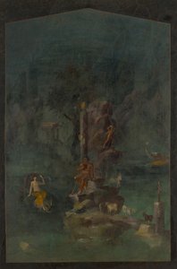 اللوحة الجدارية: Polyphemus و Galatea في منظر طبيعي ، من الفيلا الإمبراطورية ... ، القرن الأول قبل الميلاد بواسطة غير معروف