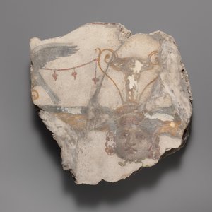 جزء من الرسم على الحائط مع قناع جورجون ، كاليفورنيا. 14 - 68 م. بواسطة غير معروف