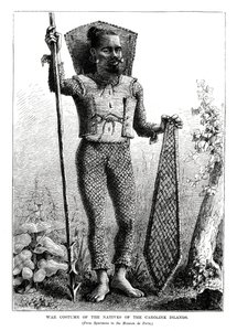 زي الحرب لسكان جزر كارولين ، وسط المحيط الهادئ ، 1877 بواسطة غير معروف
