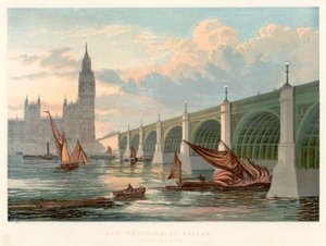 جسر وستمنستر ، لندن ، ينظر من الضفة الجنوبية لنهر التايمز ، 1858 بواسطة غير معروف