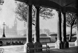 جسر وستمنستر وبيج بن من شرفة مستشفى سانت توماس ، 1926-1927 بواسطة غير معروف