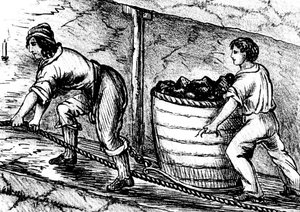امرأة وصبي يعملان في منجم فحم ، بولتون ، لانكشاير ، 1848 بواسطة غير معروف