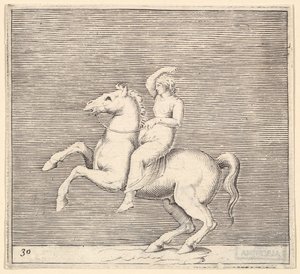 المرأة على تربية الحصان ، نشرت كاليفورنيا. 1599-1622. بواسطة غير معروف