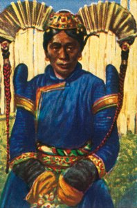 امرأة ذات غطاء رأس تقليدي ، منغوليا ، c1928. بواسطة غير معروف