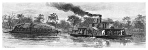 بارج من الصوف على نهر دارلينج ، أستراليا ، 1886 بواسطة غير معروف