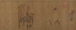 Xiao Yi الحصول على مخطوطة Lanting من الراهب Biancai. بواسطة غير معروف
