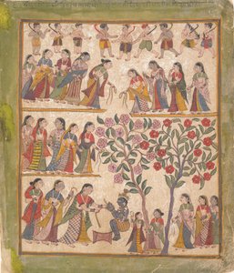Yashoda Binds Krishnas Hands: صفحة من مخطوطة Bhagavata Purana المتفرقة ، 1640-50. بواسطة غير معروف