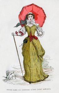امرأة شابة في أزياء الصيف ، القرن السابع عشر 1882-1884 بواسطة غير معروف