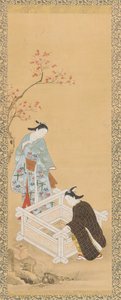 شاب وعذراء بالقرب من بئر ، فترة إيدو ، 1615-1868. بواسطة غير معروف