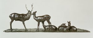 Stag and Deer with Fawns بقلم رامبرانت بوجاتي (1885-1916) بواسطة غير معروف غير معروف