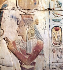 أبيدوس في مصر: Osiriac Temple of Sethi (Seti) I ، The Goddess ISIS.