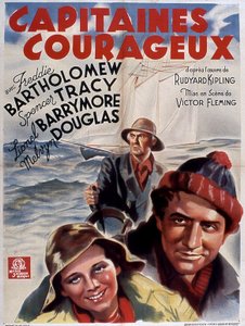 ملصق فيلم Captain Courageous بواسطة VictorFleming مع فريدي بارثولوميو (الطفل) سبنسر تريسي وليونيل دوغلاس 1937 (بعد روديارد كيبلينج) بواسطة غير معروف