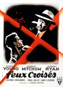 Affiche du film Crossfire de EdwarddMytryk avec Robert Young Robert Mitchum et Robert Ryan 1947 بواسطة غير معروف