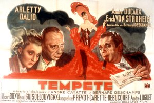 ملصق لفيلم Tempete بواسطة برنارد ديشامب مع Arletty Marcel Dalio Annie Ducaux و Erich Von Stroheim 1940 بواسطة غير معروف