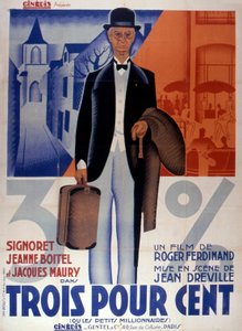 ملصق فيلم ثلاثة بالمائة من جان دريفيل 1933 في فرنسا بواسطة غير معروف