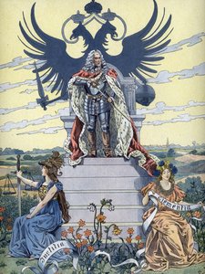 قصة رمزية لـ "Gott erhalte Franz den Kaiser" (حفظ الله الإمبراطور) ، حوالي عام 1900 (رسم توضيحي) بواسطة فنان غير معروف
