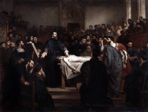 ليكون التشريح أندريه فيسيل (1514-1564)، عالم تشريح فلمنكي (أندريا فيزاليوس أو أندريس فان فيسيل) في بادوفا (بادوفا)، إيطاليا بواسطة فنان غير معروف