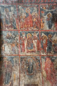 اللوحات الجدارية القديمة لوحات جدارية تصور حياة يسوع ؛ كنيسة باناجيا وسوتيراس ؛ الكنيسة الأرثوذكسية اليونانية ؛ روستيكا. كريت. اليونان؛ أوروبا بواسطة غير معروف