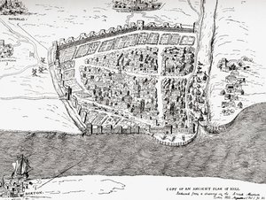 Ancient plan of Kingston upon Hull, East Riding of Yorkshire, England, from Picturesque History of Yorkshire, published c.1900 بواسطة غير معروف