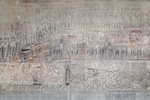 نقوش بارزة على الرواق الجنوبي لأنغكور وات ، كمبوديا بواسطة فنان غير معروف