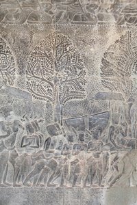 نقوش بارزة على الرواق الجنوبي لأنغكور وات ، كمبوديا بواسطة فنان غير معروف