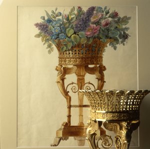 سلة من الزهور مع الأسود ، رسمها غارنيراي حوالي عام 1800 بواسطة غير معروف