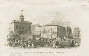 Burslem - Town Hall and Market House: engraving، nd [1836] بواسطة غير معروف