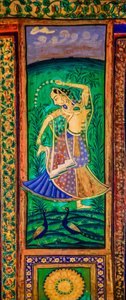 فناء Chittra Sala مع لوحات Virtuoso الجميلة ، Taragarh Fort ، Bandi ، Bandi ، Rajasthan ، India ، Asia (Photo) بواسطة فنان غير معروف