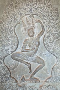 نقش أبسارا الراقص على الجدار الغربي الخارجي، أنغكور وات، كمبوديا (صورة) بواسطة فنان غير معروف