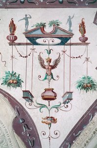 تفاصيل سقف Hall of Grotesques (القرن السادس عشر) ، قلعة Della Manta ، مانتا (كونيو) ، بيدمونت ، إيطاليا بواسطة فنان غير معروف